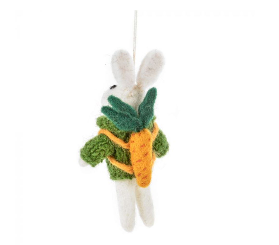 Handmade Felt Ronnie the Rabbit Hanging Easter Decoration