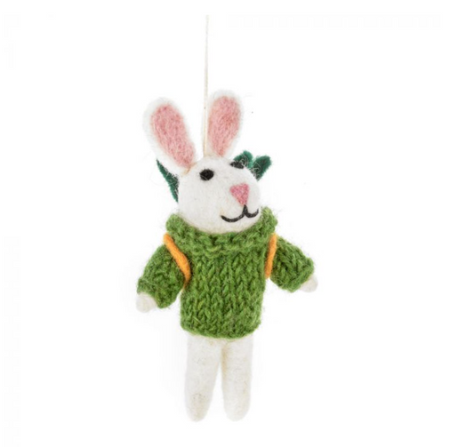 Handmade Felt Ronnie the Rabbit Hanging Easter Decoration