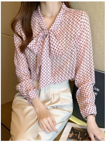 Elegant Polka Dot Bow Shirt