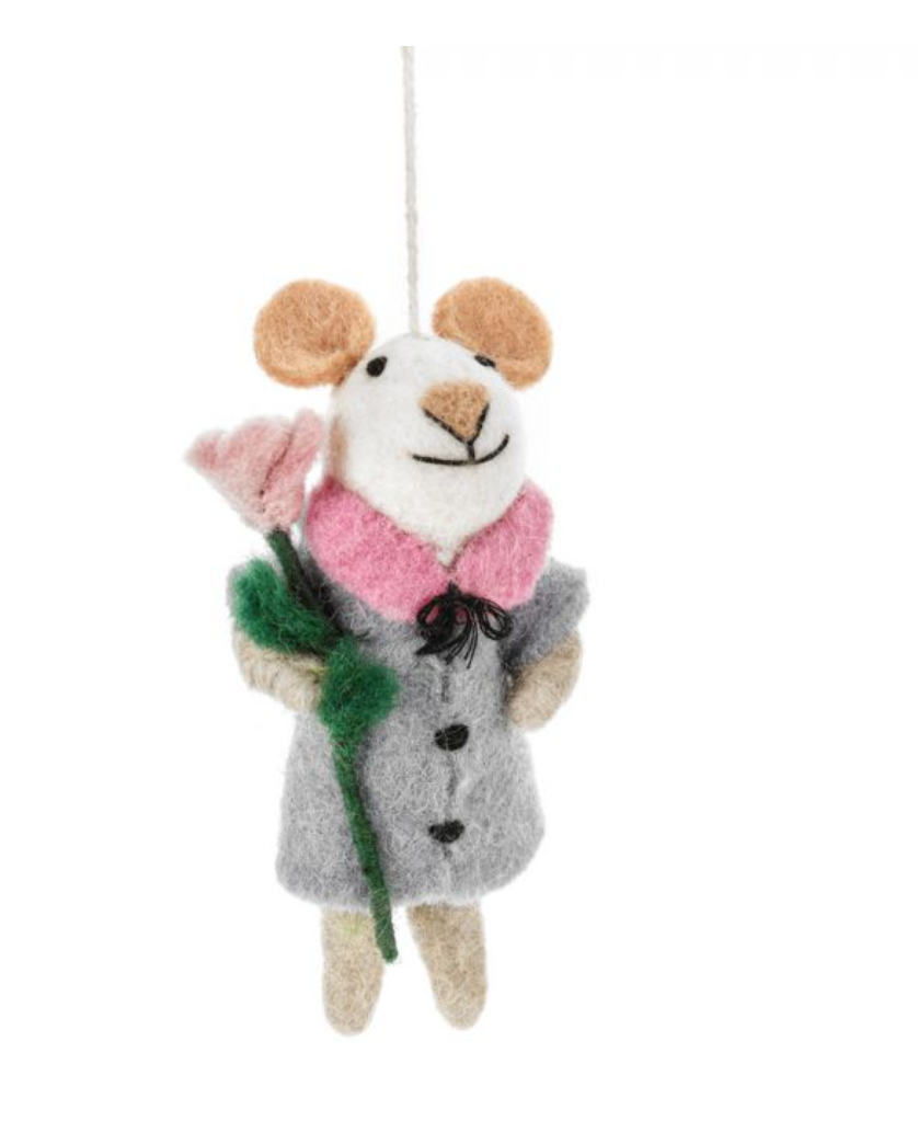 Handmade Felt Maisie Mouse Hanging Easter Decoration