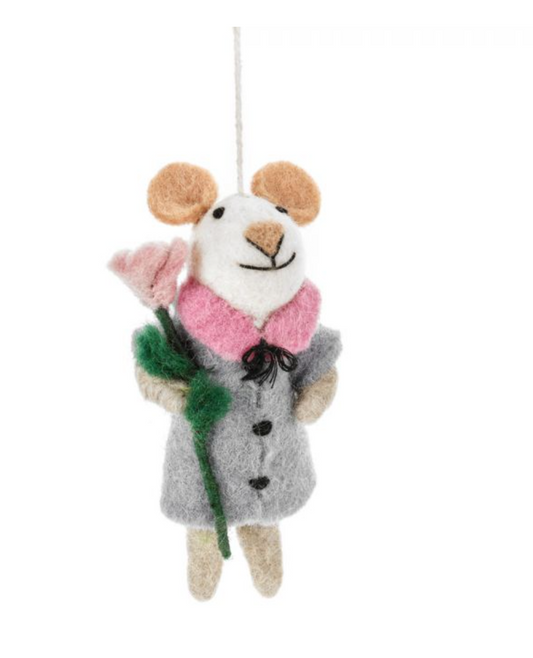 Handmade Felt Maisie Mouse Hanging Easter Decoration