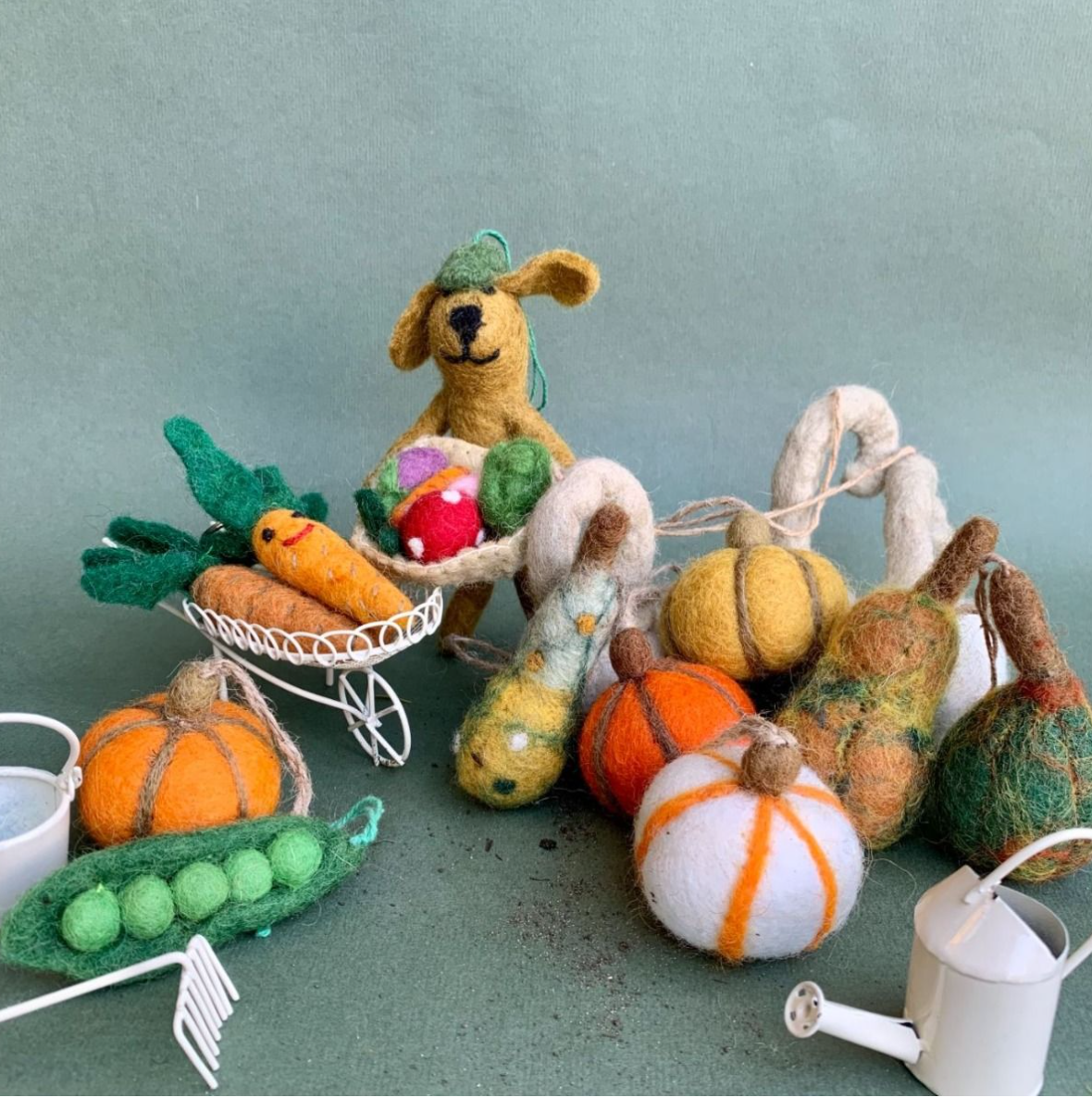 Handmade Felt Dom the Gardening Dog Hanging Decoration