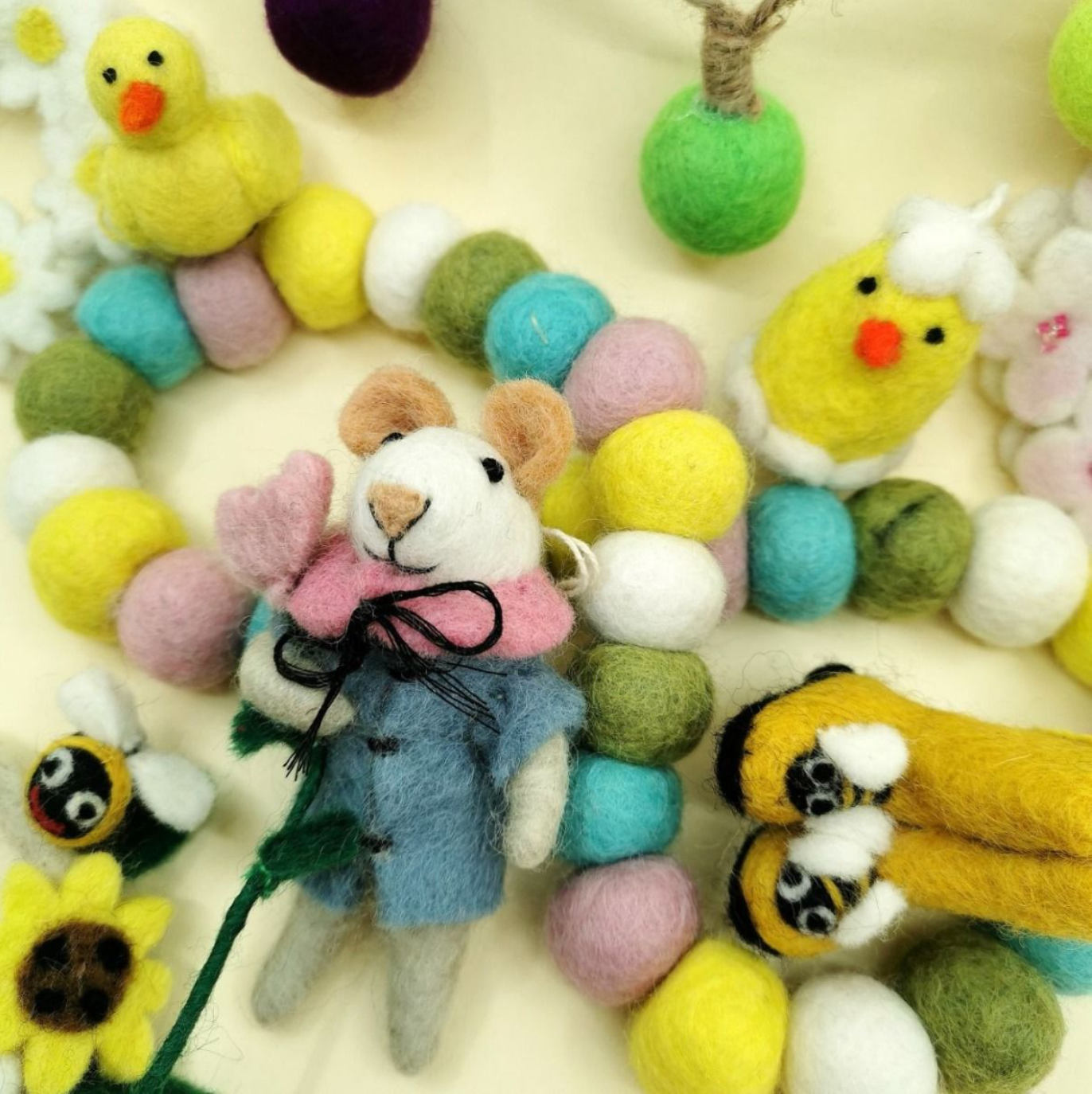 Handmade Felt Maisie Mouse Hanging Easter Decoration