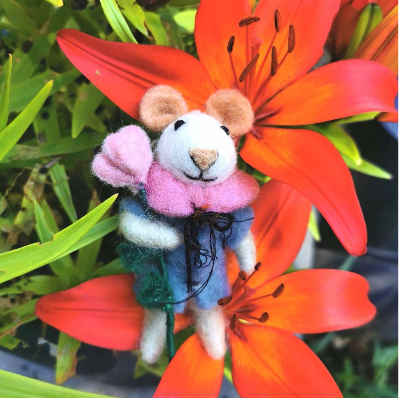 Handmade Felt Maisie Mouse Hanging Easter Decoration