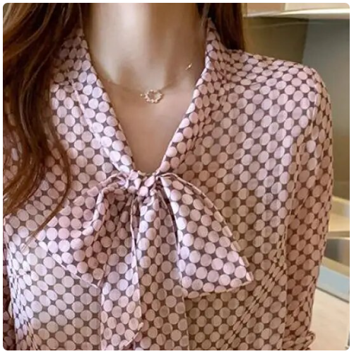Elegant Polka Dot Bow Shirt