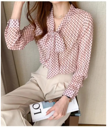 Elegant Polka Dot Bow Shirt