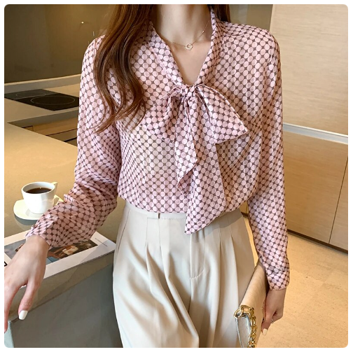 Elegant Polka Dot Bow Shirt