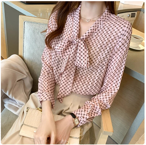 Elegant Polka Dot Bow Shirt