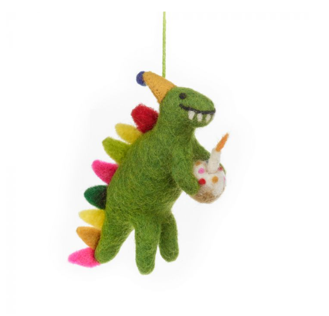 Handmade Felt Happy Birthday Dino Hanging Present Party Decoration