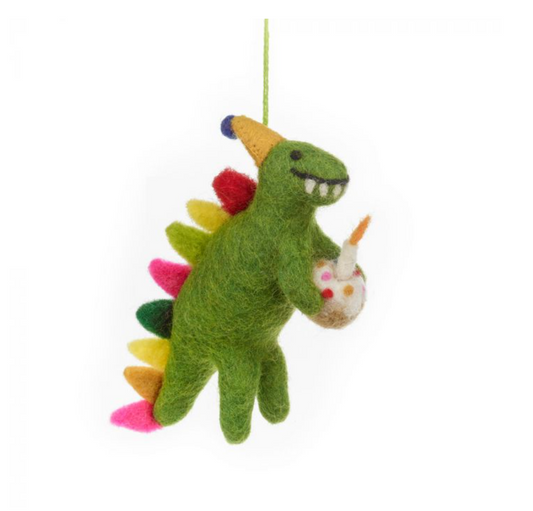 Handmade Felt Happy Birthday Dino Hanging Present Party Decoration