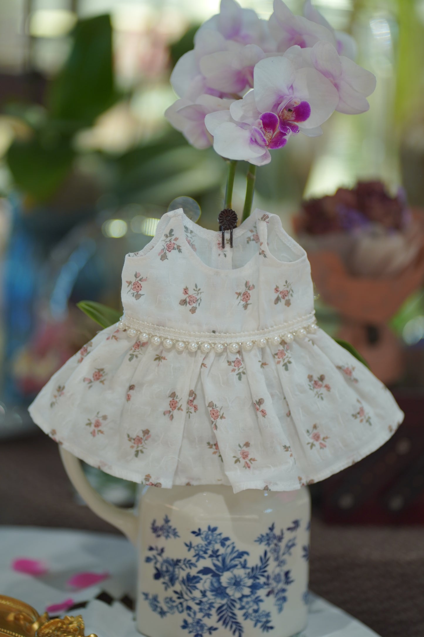 Floral and Pearl Doll Dress