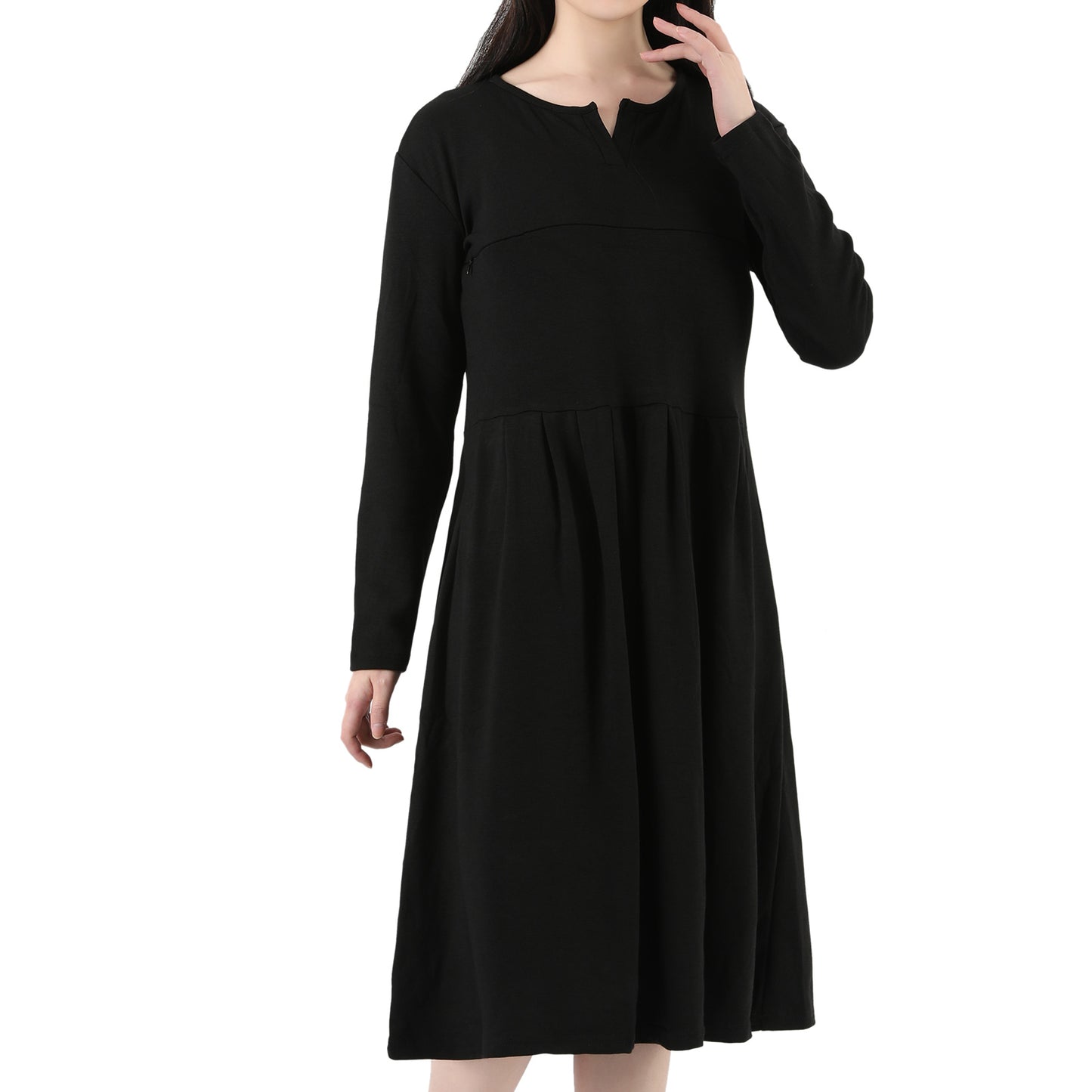 Front Zipper V Nursing Dresses