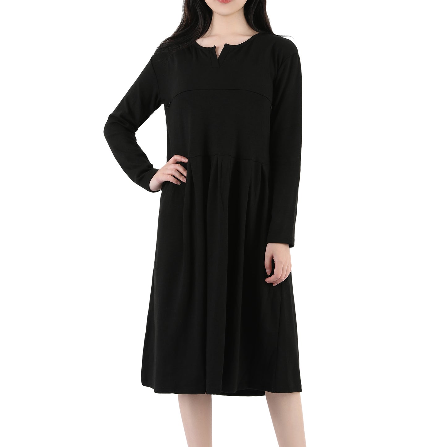 Front Zipper V Nursing Dresses