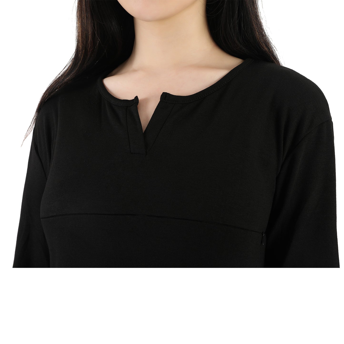 Front Zipper V Nursing Dresses